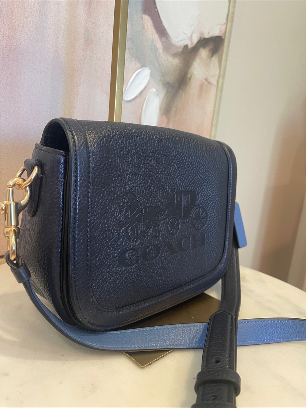 NWOT Coach Saddle Leather Horse & Carriage Crossbody in Blues - Picture 4 of 8